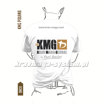 biała koszulka krav maga KMG, global